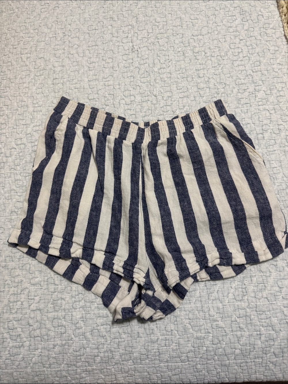 Forever 21 Navy and White Striped Athletic Shorts